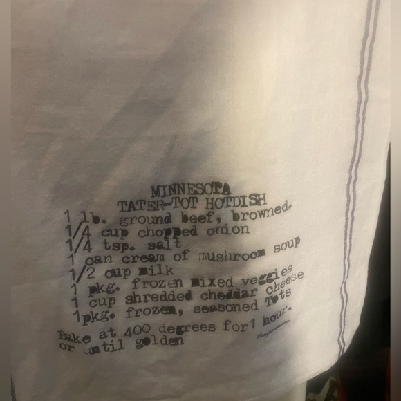 Vintage Minnesota Iconic Tater-Tot Hotdish Recipe Monogrammed Flour Sack Towel - Picture 4 of 9